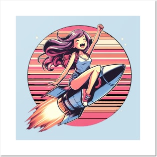 Happy Rocket Girl Posters and Art